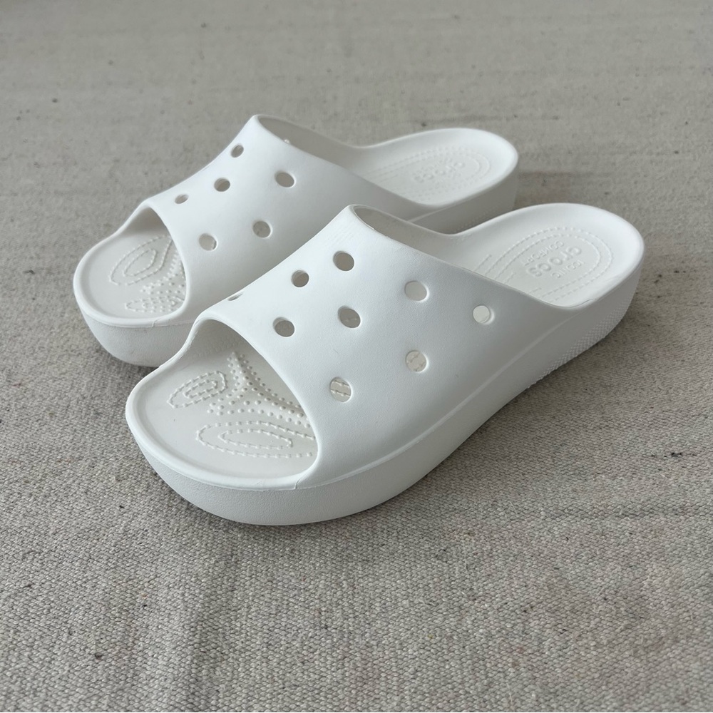Crocs Classic Slide Platform Sandals White Size 8